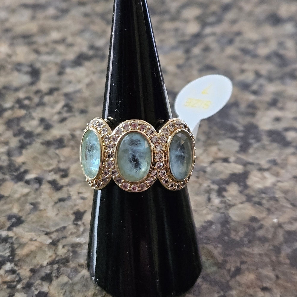 Bomb Party RG43771 "She’s a Statement" Baby Sky Blue Topaz Sz 7